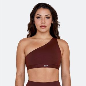 Set Active One Shoulder Bra in Coco Brown